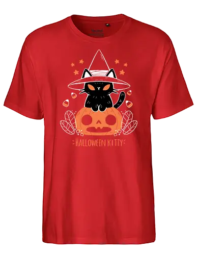Halloween Kitty - cat, katze, halloween, pumpkin, jack-o-lantern - Fairtrade T-Shirt