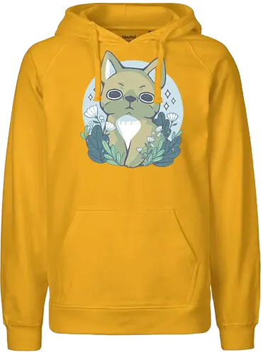 Bulldog and Flowers - dog, bulldog, cute, süß - Fairtrade Hoodie