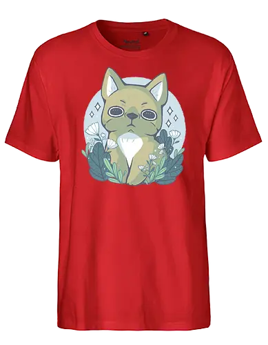 Bulldog and Flowers - dog, bulldog, cute, süß - Fairtrade T-Shirt