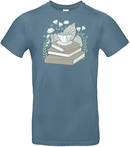 Books And Tea - books, tee, bücher, Flowers, blumen, tea - Standard T-Shirt