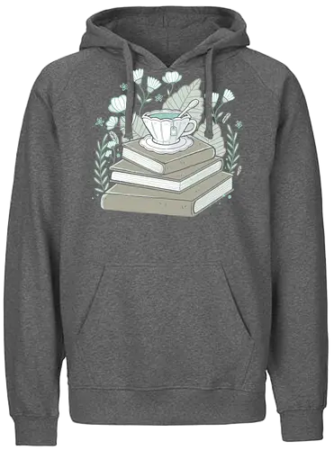 Books And Tea - books, tee, bücher, Flowers, blumen, tea - Fairtrade Hoodie