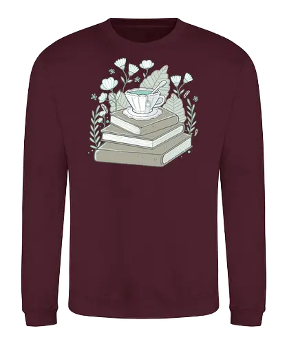Books And Tea - books, tee, bücher, Flowers, blumen, tea - Sweatshirt
