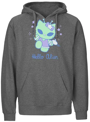 Hello Alien - cat, katze, kitty, alien, space - Fairtrade Hoodie