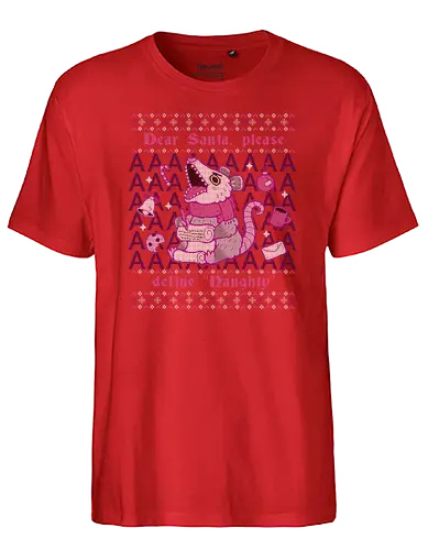 Please Santa Define Naughty - Santa, opossum, naughty, weihnachten, christmas, Ugly sweater - Fairtrade T-Shirt