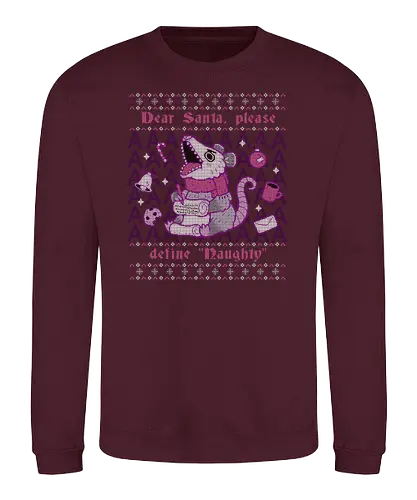 Please Santa Define Naughty - Santa, opossum, naughty, weihnachten, christmas, Ugly sweater - Sweatshirt
