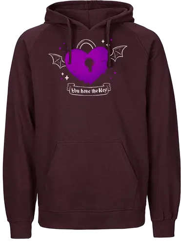 Bat Wings Heart - key, lock, love, heart, valentines - Fairtrade Hoodie