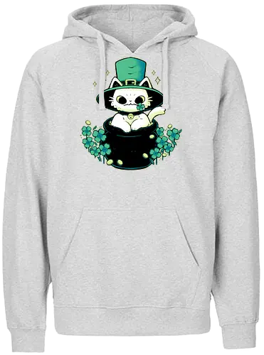 Cute St Patrick Cat - cat, katze, st. patricks day, green, ireland - Fairtrade Hoodie