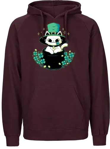 Cute St Patrick Cat - cat, katze, st. patricks day, green, ireland - Fairtrade Hoodie