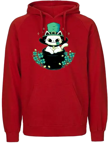Cute St Patrick Cat - cat, katze, st. patricks day, green, ireland - Fairtrade Hoodie