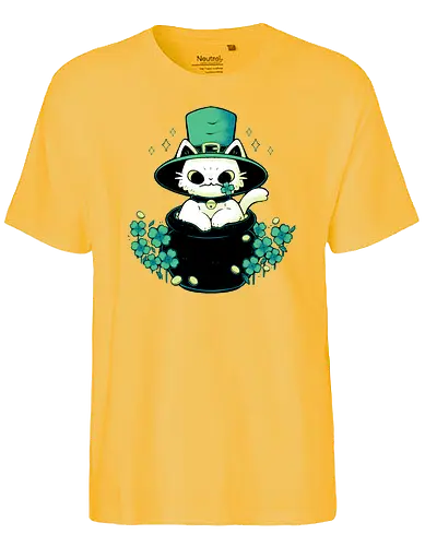 Cute St Patrick Cat - cat, katze, st. patricks day, green, ireland - Fairtrade T-Shirt