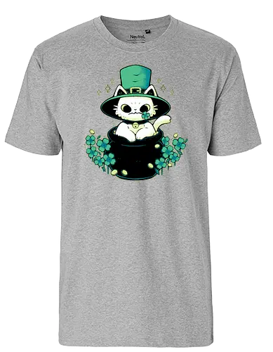 Cute St Patrick Cat - cat, katze, st. patricks day, green, ireland - Fairtrade T-Shirt