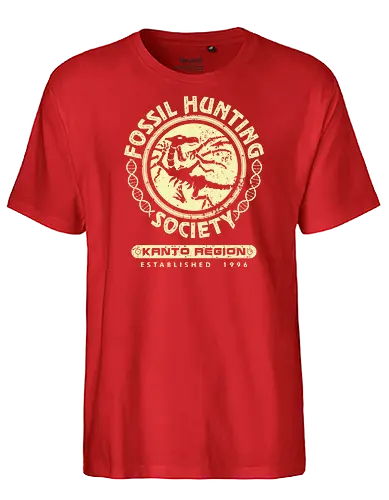 Fossil Hunting Society - anime, manga, retrogames, rot, blau, gelb, zinnoberinsel, pyro, gaming, pocket, monster, retro, classic, fossil - Fairtrade T-Shirt