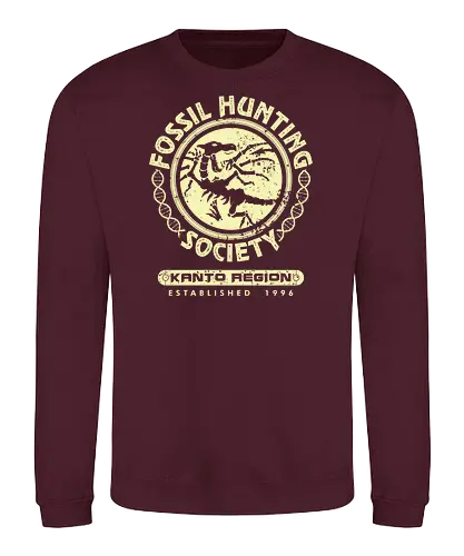 Fossil Hunting Society - anime, manga, retrogames, rot, blau, gelb, zinnoberinsel, pyro, gaming, pocket, monster, retro, classic, fossil - Sweatshirt