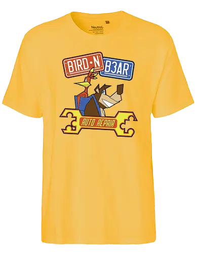 Bird'nBear Autorepair - bird, gaming, jump'n'run, retrogames, videogames, banjo, bear - Fairtrade T-Shirt