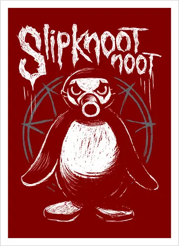 Slipknootnoot - penguin, pinguin, Noot, metal, Metalshirt, bandshirt, mashup - Artprint