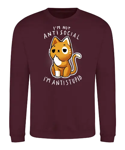 Antisocial - cat, katze, Anti, stupid, Dumm - Sweatshirt