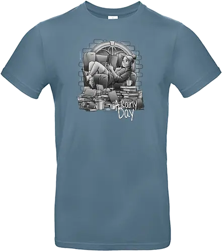 A rainy day - lesen, bücher, regen, chillig - Standard T-Shirt