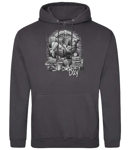 A rainy day - lesen, bücher, regen, chillig - Standard Hoodie