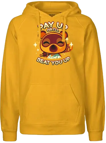 Pay Up - tanuki, animal, Crossing, Bills, Credit, money - Fairtrade Hoodie