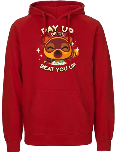 Pay Up - tanuki, animal, Crossing, Bills, Credit, money - Fairtrade Hoodie