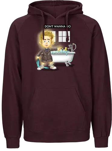 I dont wanna go - drwho, bbc, david tennant, tardis, Doctor - Fairtrade Hoodie