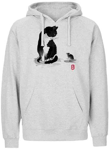 The Cat and the little Mouse - cat, mouse, katze, maus, dr. monekers, kunst, art - Fairtrade Hoodie