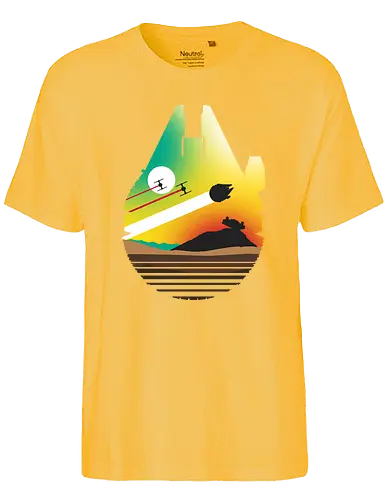Escape from Desert Planet - rey, jakku, episode 7, sci fi, science fiction, nerd, space opera, film, serie - Fairtrade T-Shirt