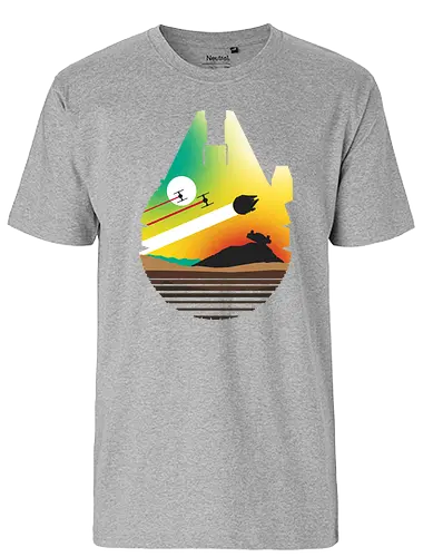 Escape from Desert Planet - rey, jakku, episode 7, sci fi, science fiction, nerd, space opera, film, serie - Fairtrade T-Shirt