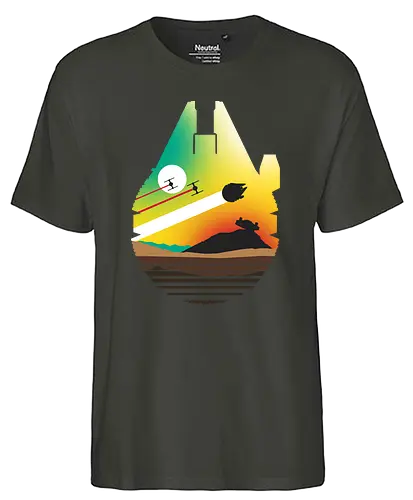 Escape from Desert Planet - rey, jakku, episode 7, sci fi, science fiction, nerd, space opera, film, serie - Fairtrade T-Shirt