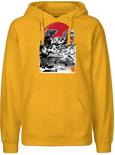 Attack on Japanese Temple - kaiju, gypsi danger, gipsy danger, japan, nippon, temple - Fairtrade Hoodie