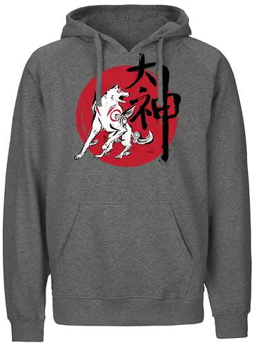 Great God - okami, amaterasu, wolf, japan, sun, goddess, Japanese - Fairtrade Hoodie