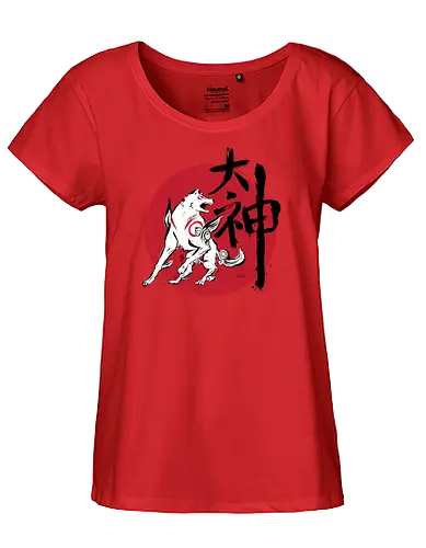 Great God - okami, amaterasu, wolf, japan, sun, goddess, Japanese - Fairtrade Girl Shirt