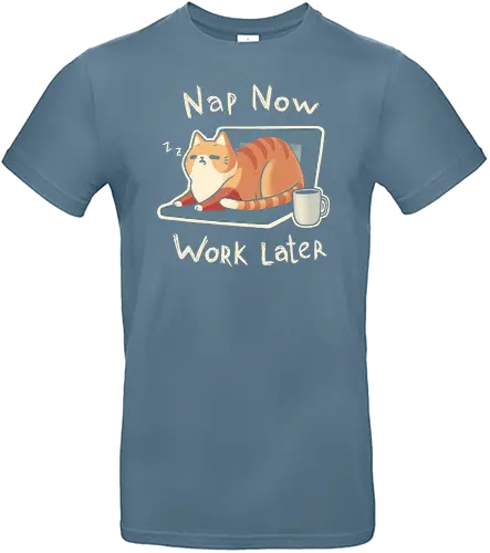 Priorities - nap, work, procrastinate, arbeit, katze, cat, lazy - Standard T-Shirt