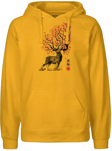 Sakura Deer  - art, kunst, dr. monekers, sakura, hanami, kirschblüte, hirsch - Fairtrade Hoodie