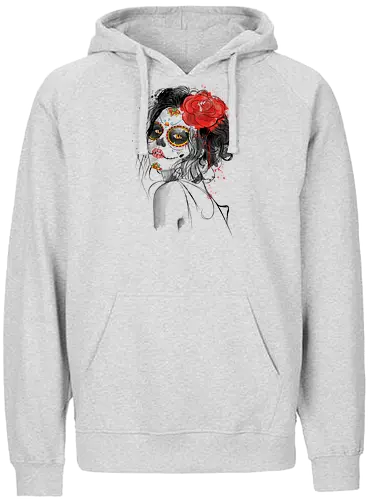 Diá de los muertos - art, mexico, mexiko, sketch, drawing, muertos, girl, rose, 2nd november, november, culture, kultur, day of the dead, dead - Fairtrade Hoodie