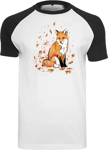 Fox in the Night - fox, fuchs, art, kunst, cute, niedlich - Raglan T-Shirt