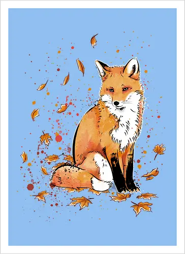 Fox in the Night - fox, fuchs, art, kunst, cute, niedlich - Artprint