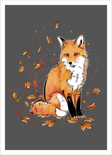 Fox in the Night - fox, fuchs, art, kunst, cute, niedlich - Artprint