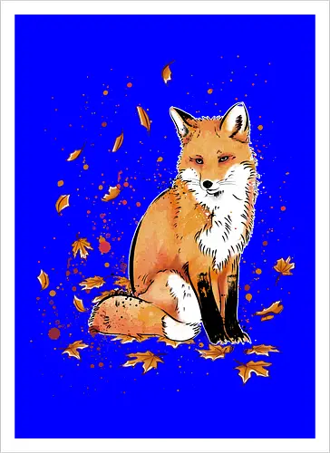 Fox in the Night - fox, fuchs, art, kunst, cute, niedlich - Artprint