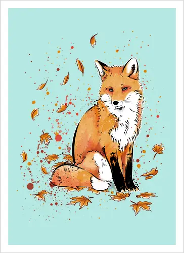 Fox in the Night - fox, fuchs, art, kunst, cute, niedlich - Artprint