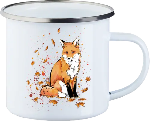 Fox in the Night - fox, fuchs, art, kunst, cute, niedlich - Enamel Mug