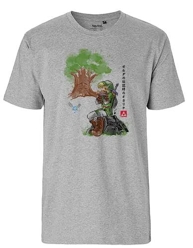 The Great Tree Watercolor - Hero of Time, games, navi, tree, ocarina, time, retrogames, gaming, Princess - Fairtrade T-Shirt