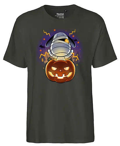 Halloween Island - animal, Crossing, mummy, dog, hund, mumie, pumpkin, kürbis - Fairtrade T-Shirt