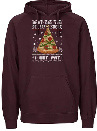 Fatty Christmas - weihnachten, pizza, Fat, holiday weight, Ugly christmas swter, Ugly swter - Fairtrade Hoodie