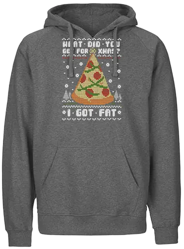 Fatty Christmas - weihnachten, pizza, Fat, holiday weight, Ugly christmas swter, Ugly swter - Fairtrade Hoodie