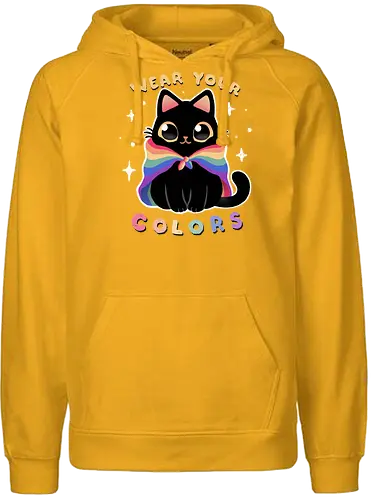 Wear your colors - cat, katze, regenbogen, Lgbtq, pride, rainbow - Fairtrade Hoodie