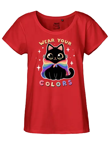Wear your colors - cat, katze, regenbogen, Lgbtq, pride, rainbow - Fairtrade Girl Shirt