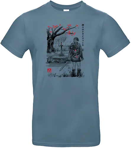 A Hero of Time to the Sumi-e - past, sword, sumi-e, japan, videogame, gaming, retrogames, rpg, Hero of Time - Standard T-Shirt