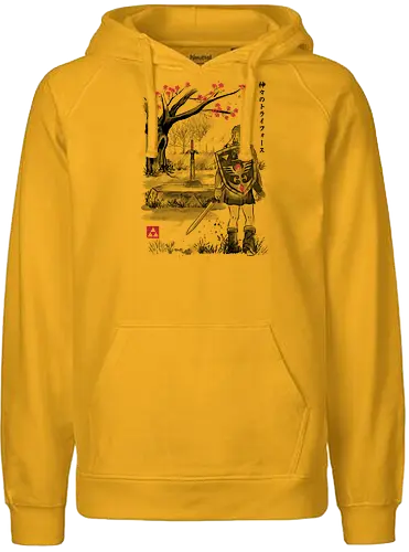 A Hero of Time to the Sumi-e - past, sword, sumi-e, japan, videogame, gaming, retrogames, rpg, Hero of Time - Fairtrade Hoodie