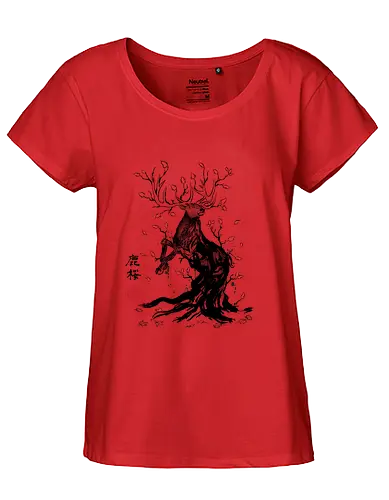 Deer Tree - japan, deer, hirsch, nippon, kunst, art, animal, tier - Fairtrade Girl Shirt